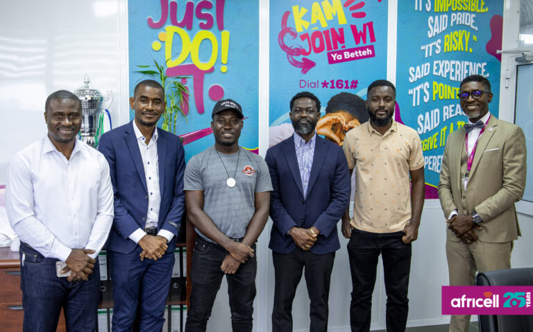 SaloneAdventures& High School Africa teams pose with the CEO of Afrimoney and team