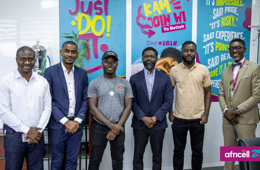 SaloneAdventures& High School Africa teams pose with the CEO of Afrimoney and team